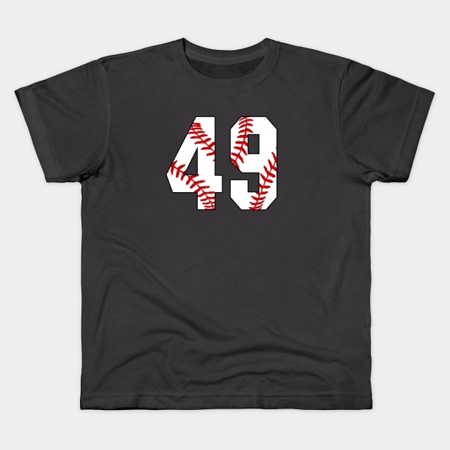 Baseball Number 49 #49 Baseball Shirt Jersey Favorite Player Biggest Fan Kids T-Shirt by TeeCreations